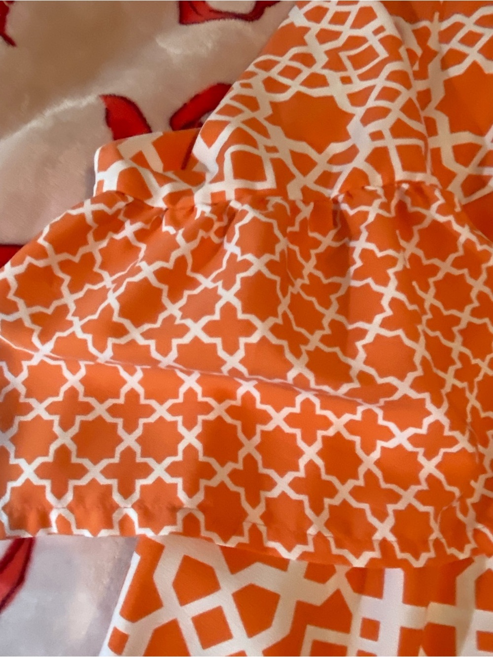 Ruby Rd. Orange and White Geometric Top - Picture 3 of 11